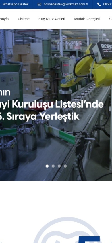 Korkmaz Kitchenware — mobile website